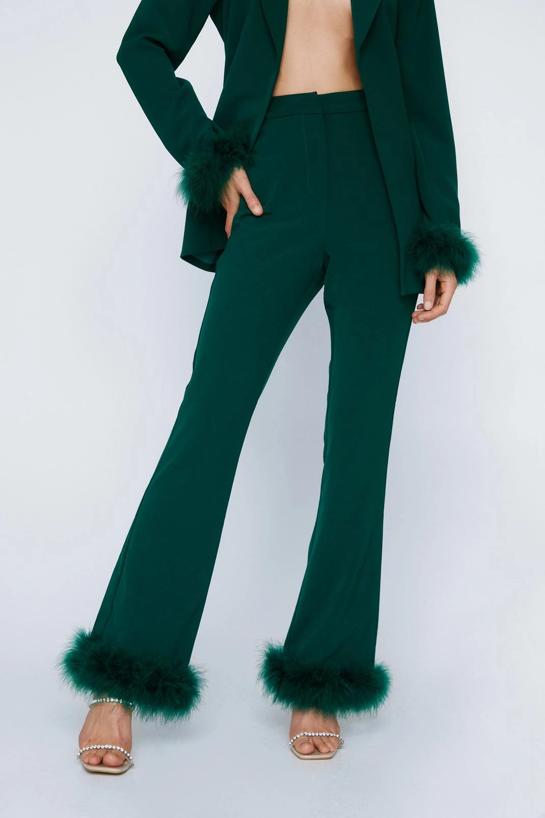 Flared Pants With Feather Trims - Image 2