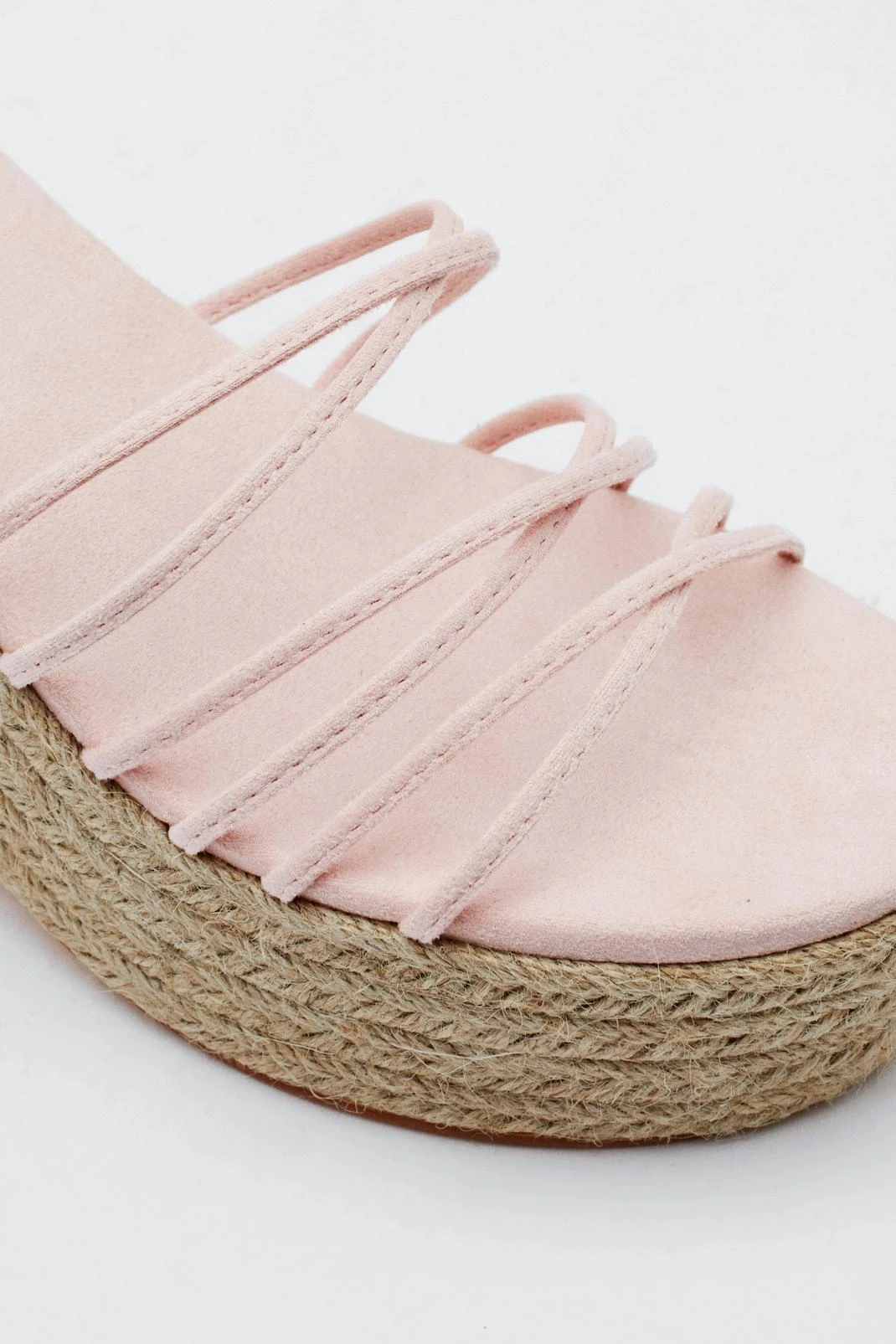 Faux Suede Ankle Wrap Raffia Wedges - Image 3
