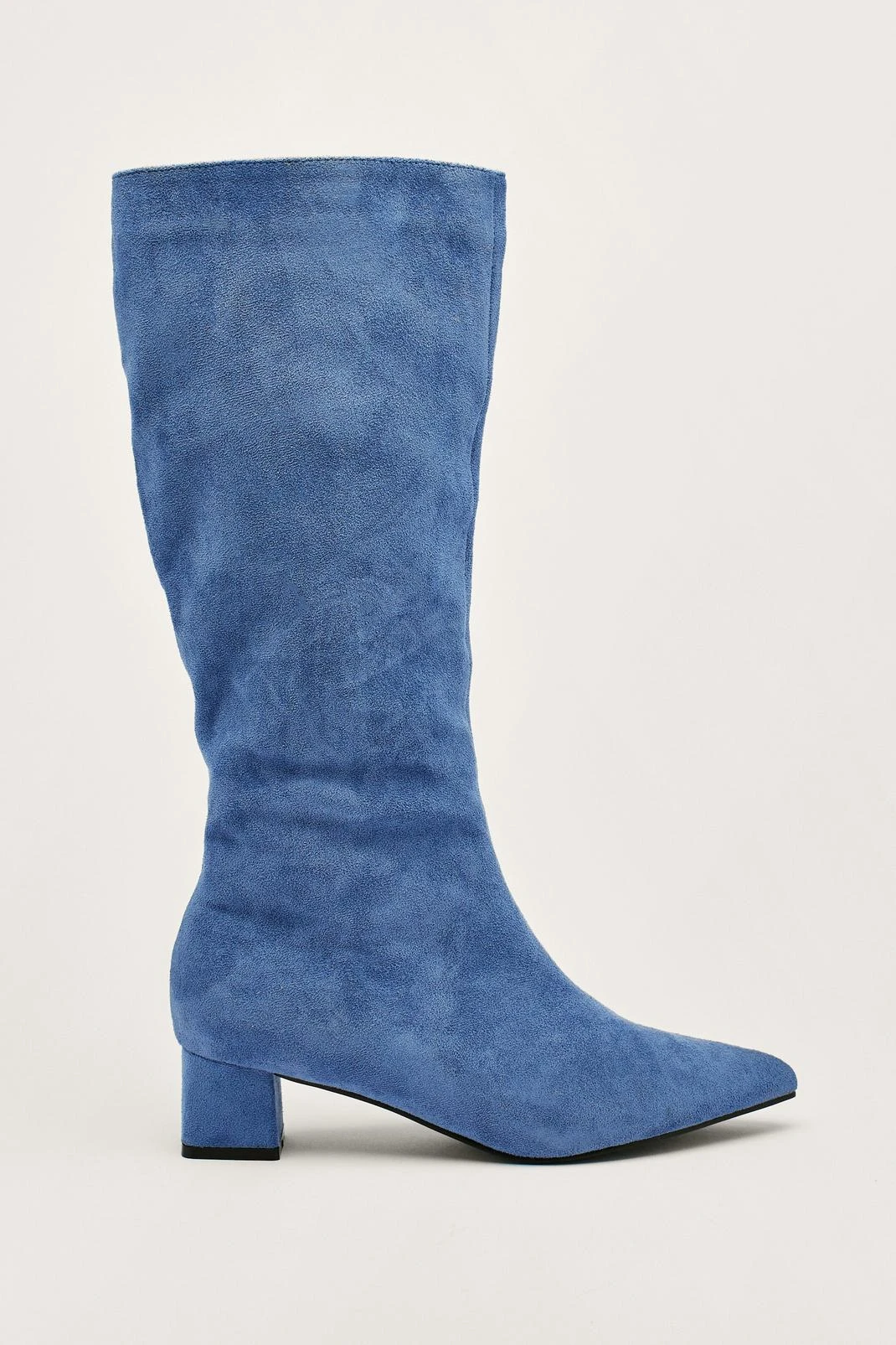 Faux Suede Low Block Heel Knee High Boots - Image 2