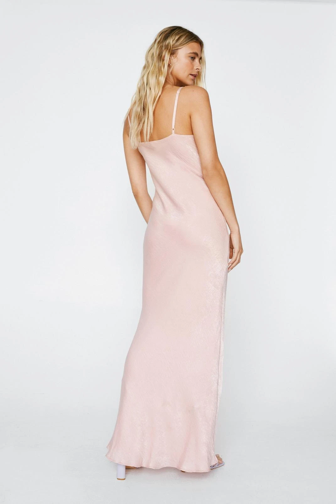 Velvet Satin Strappy Bias Slip Dress - Image 3