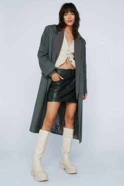 Faux Leather Knee High Boots