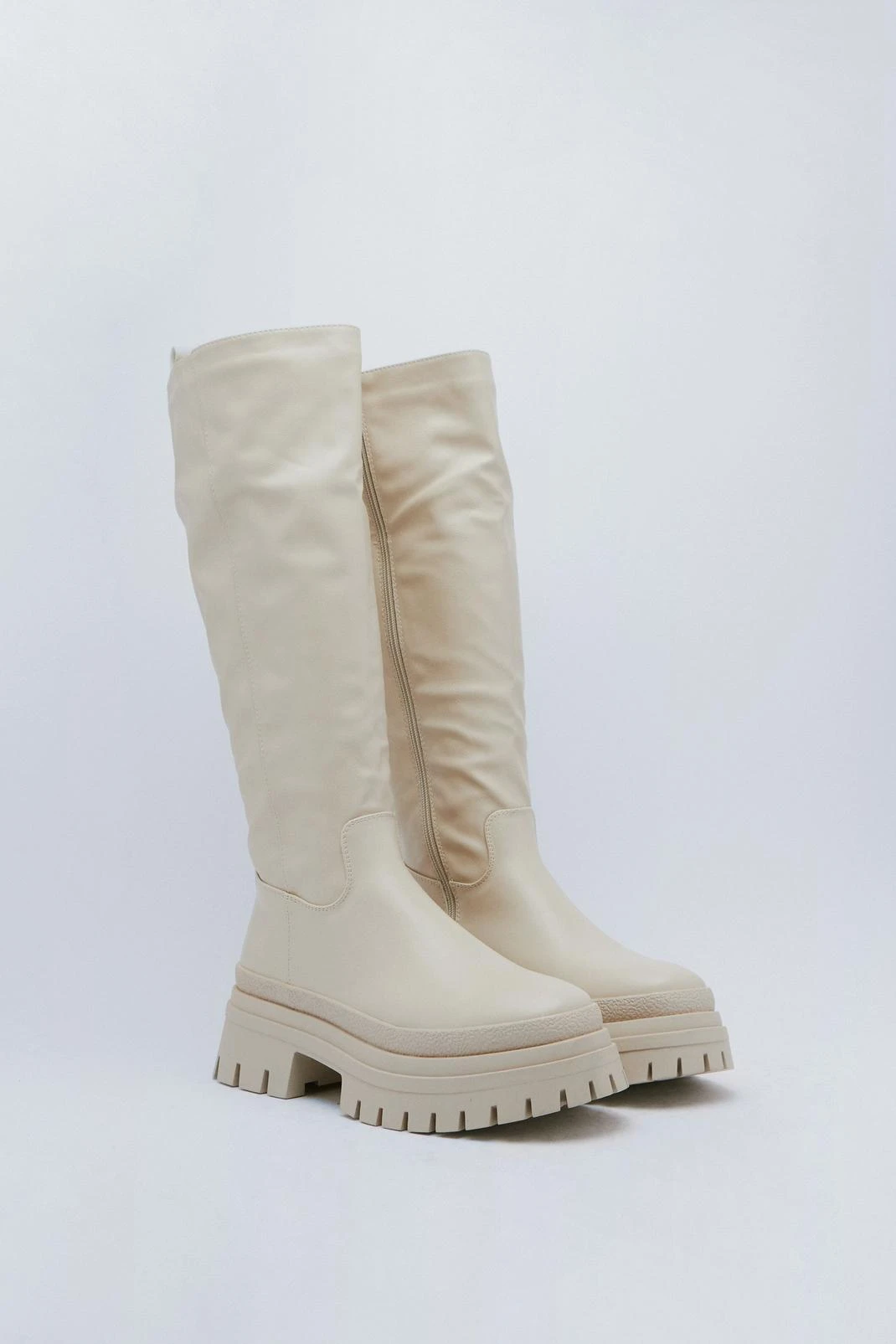 Faux Leather Knee High Boots - Image 3