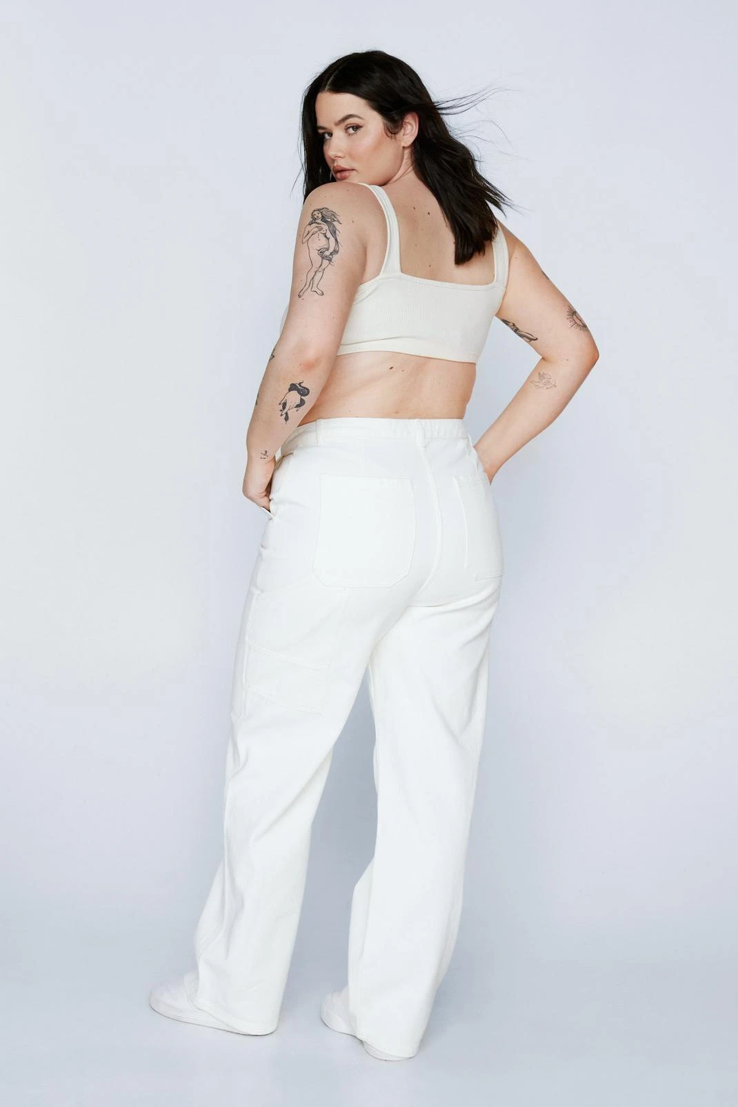 Plus Size Twill Foldover Waist Straight Leg Cargo Pants - Image 3