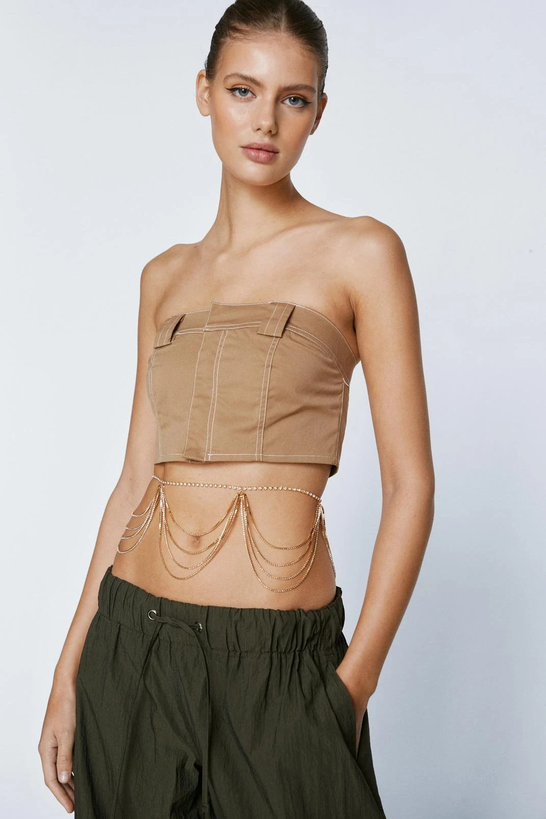 Diamante Tassel Belly Chain Belt