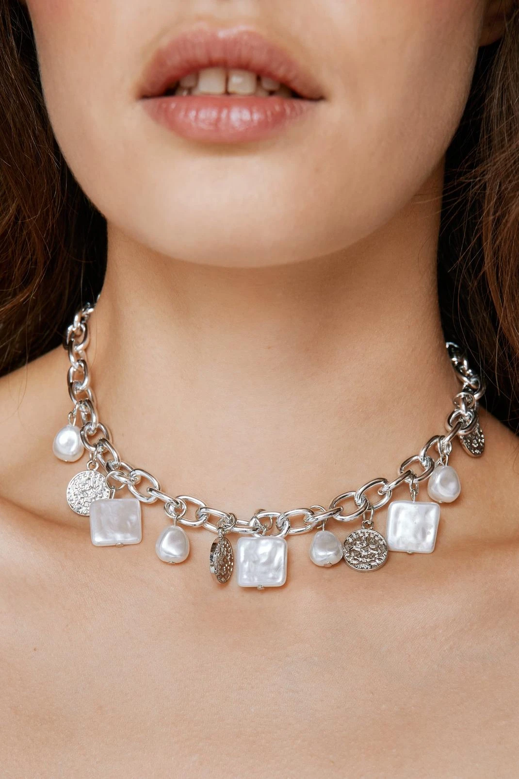 Pearl And Coin Chain Necklace