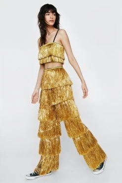Tinsel Fringed Tiered Pants
