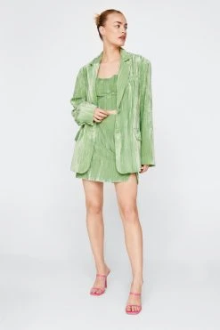 Crinkle Velvet Cropped Corset Top