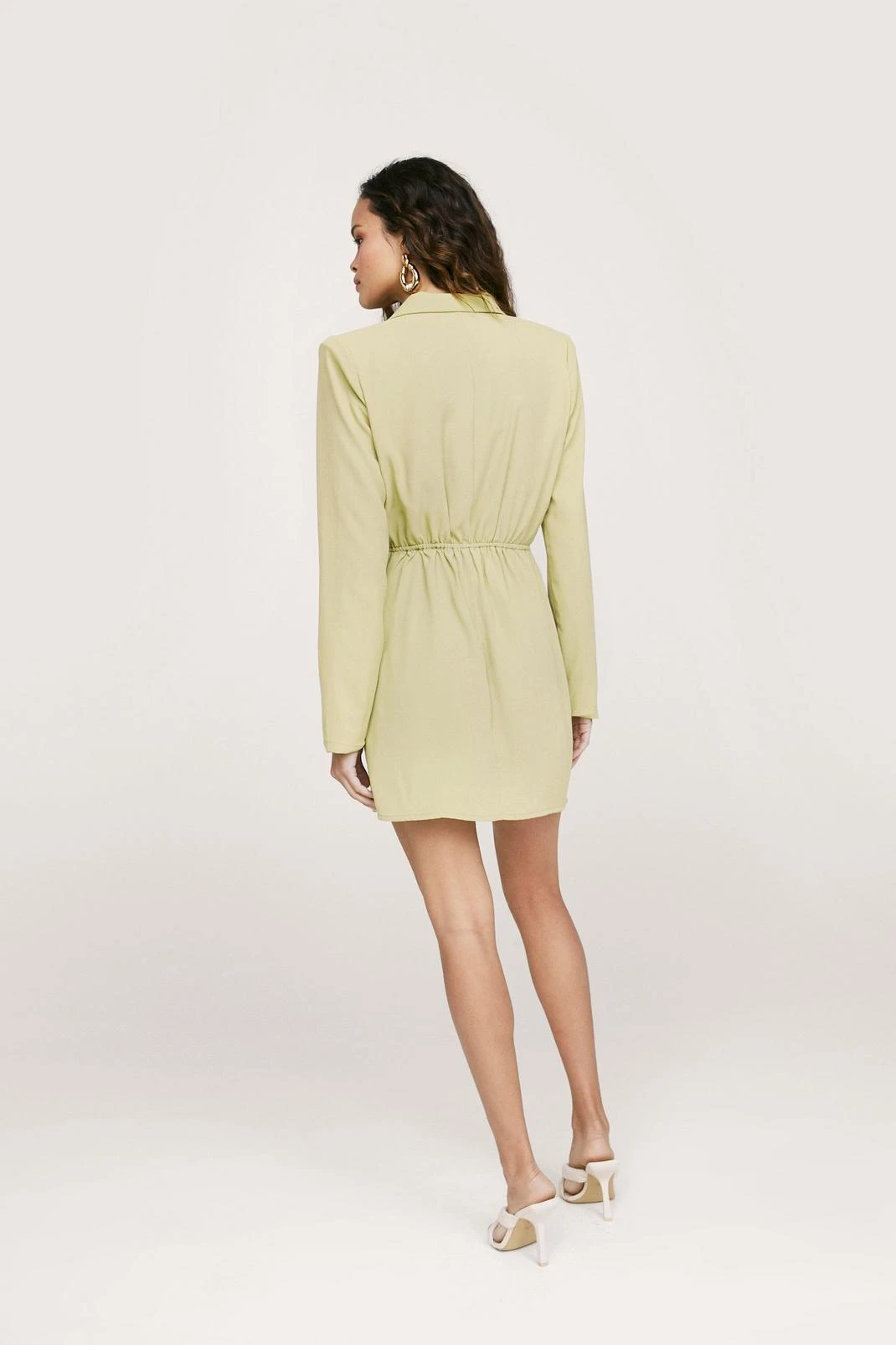 Cut Out Button Detail Mini Blazer Dress - Image 3