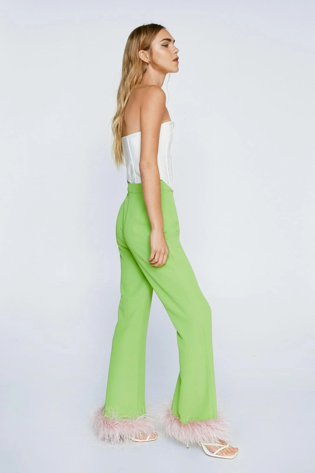 Feather Trim Kick Flare Pants - Image 2