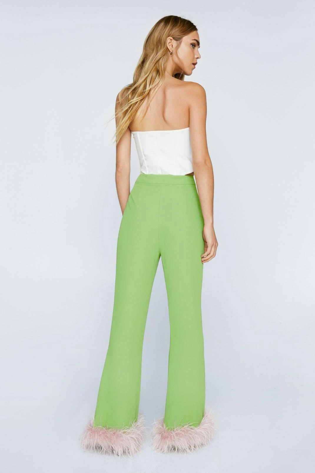 Feather Trim Kick Flare Pants - Image 3