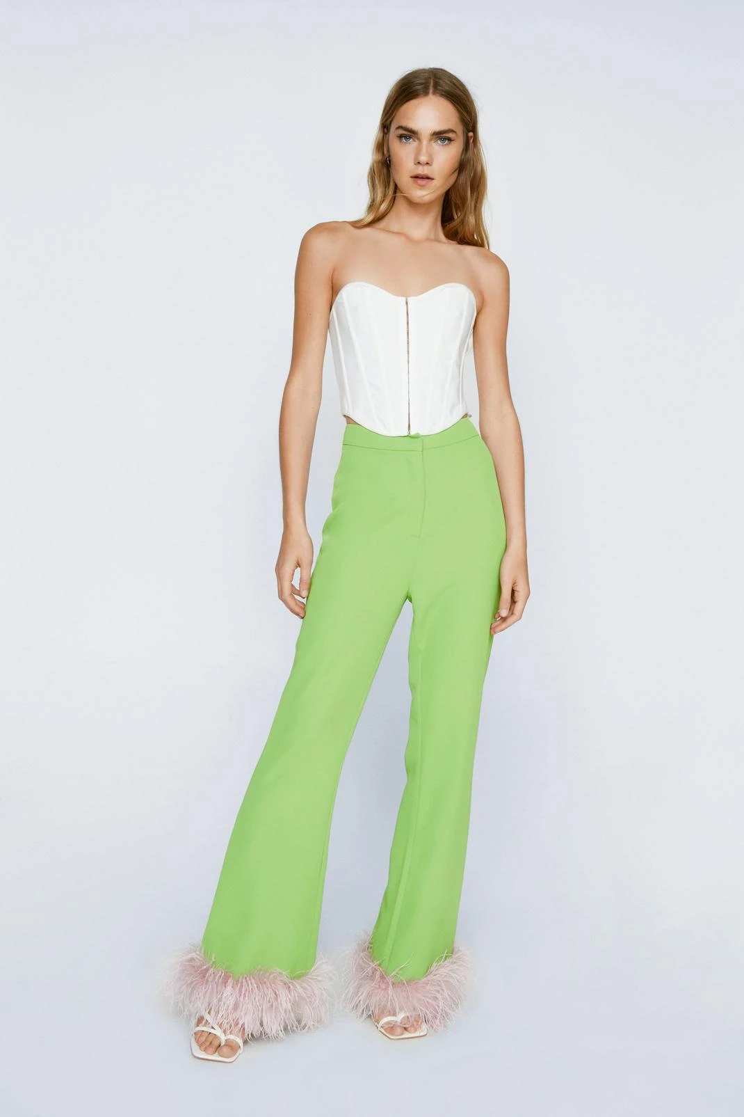 Feather Trim Kick Flare Pants - Image 4