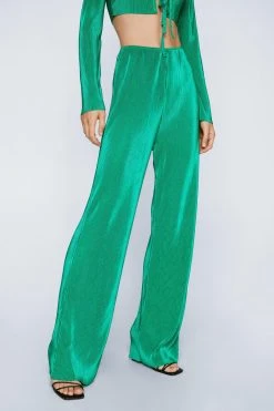 Plisse Wide Leg Pants
