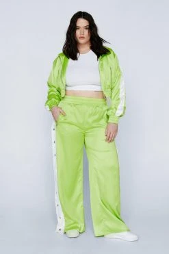 Plus Size Satin Popper Detail Pants