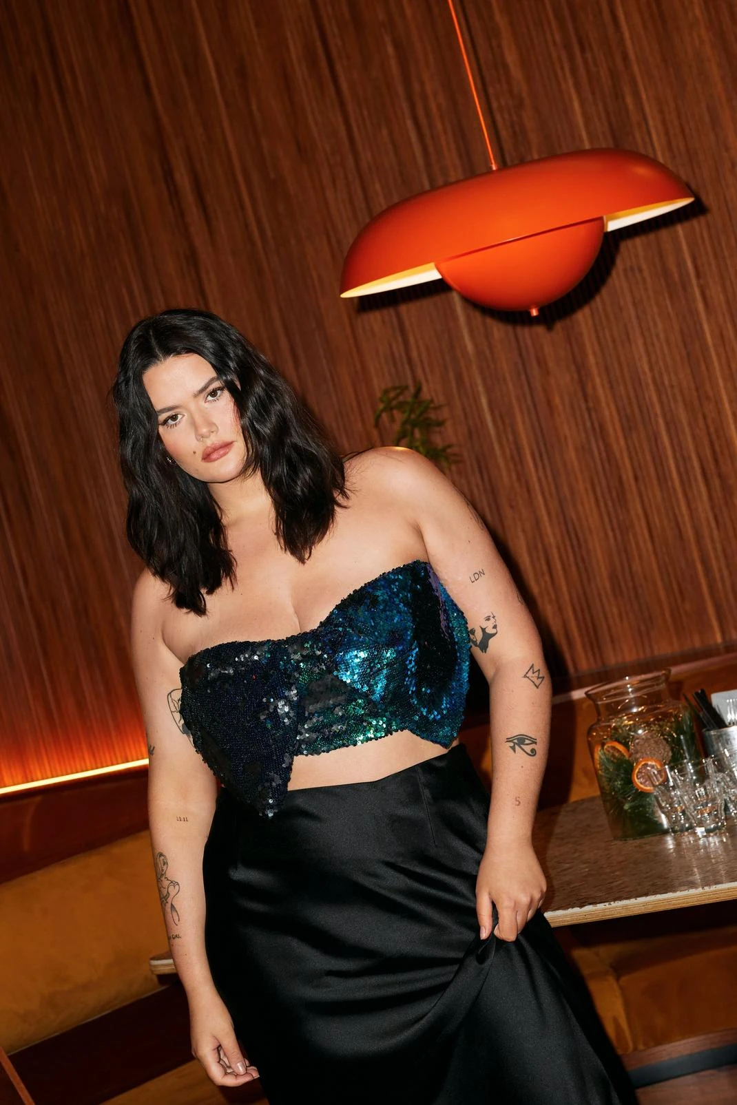 Plus Size Sequin Bow Detail Bandeau Top - Image 4