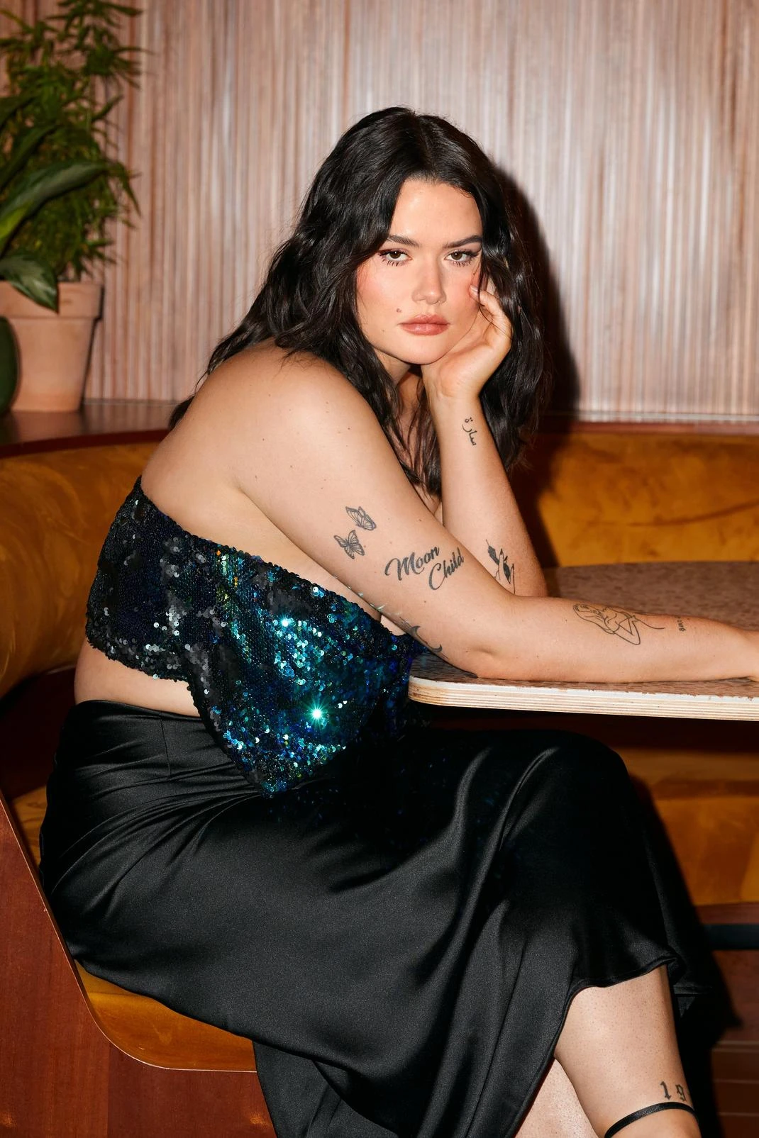 Plus Size Sequin Bow Detail Bandeau Top