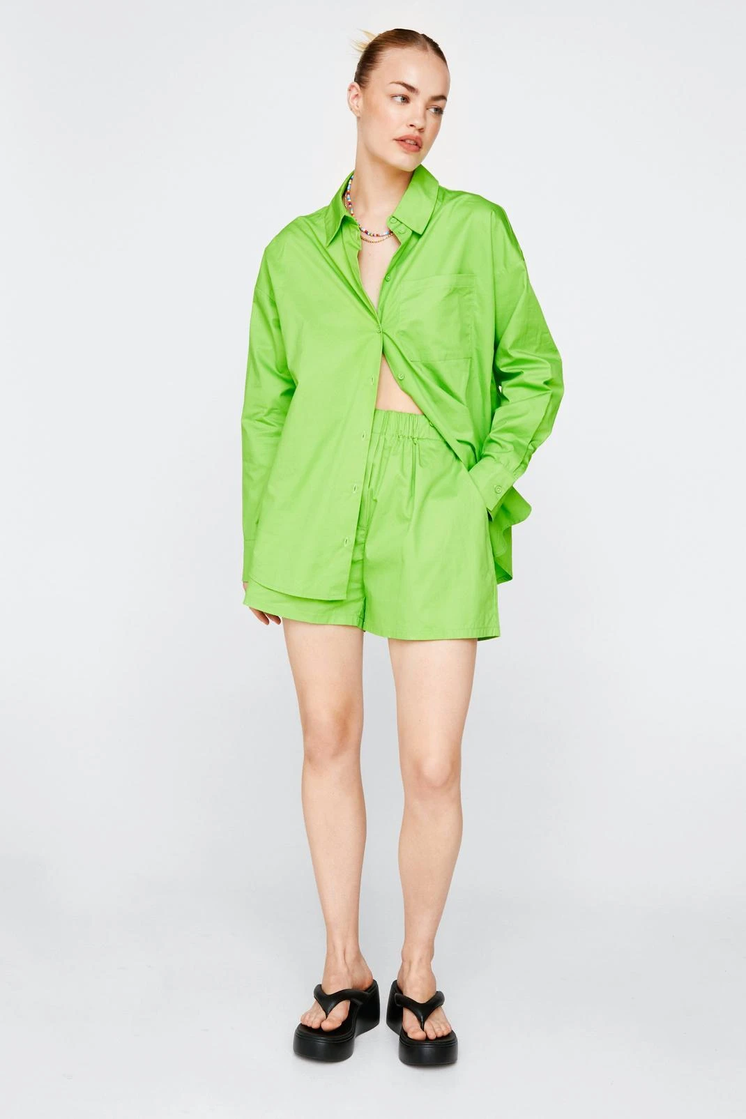 Poplin High Waisted Casual Shorts - Image 13