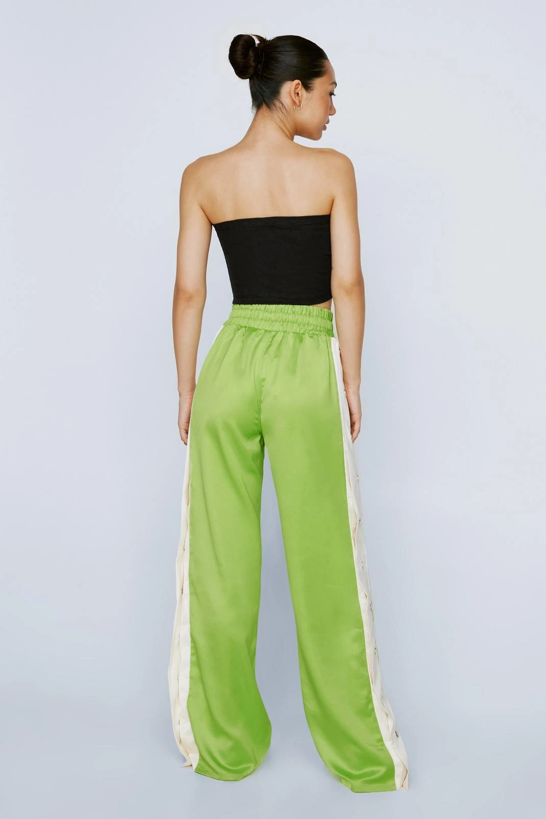 Satin Popper Detail Pants - Image 6