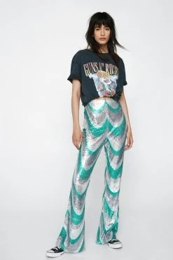 Sequin Wave Multi-Colored Kick Flare