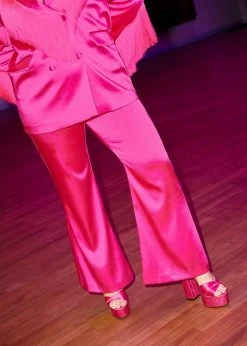 Plus Size Bonded Satin Flare Pants