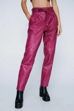 Real Leather Tie Waist Pants