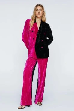 Tailored Velvet Color Block Pants
