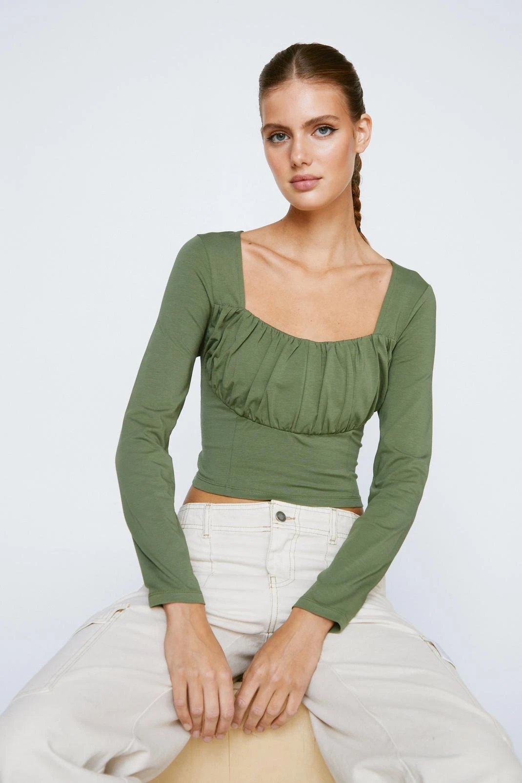 Corset Detail Long Sleeve Top - Image 10