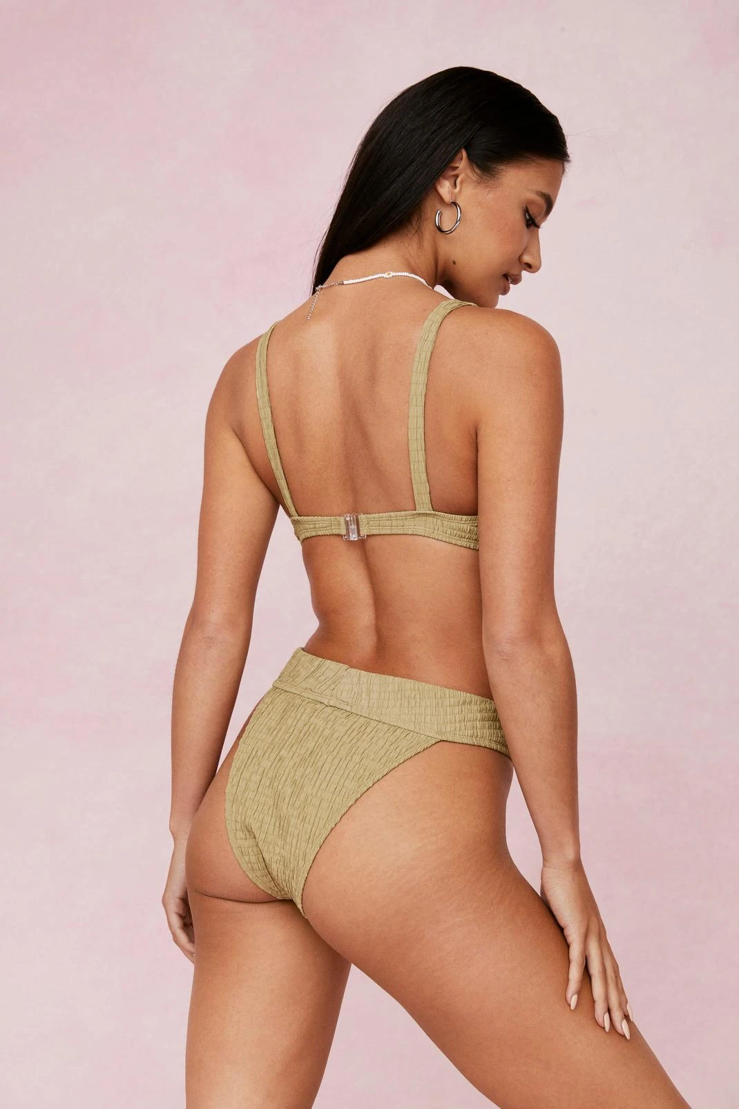 Crinkle High Waisted High Leg Bikini Bottoms - Image 8