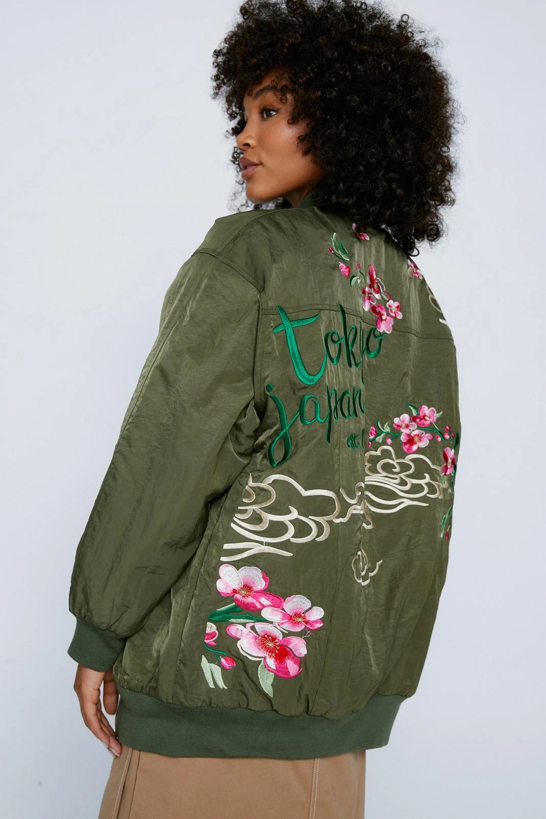 Embroidered Nylon Zip Through Bomber Jacket - Image 3