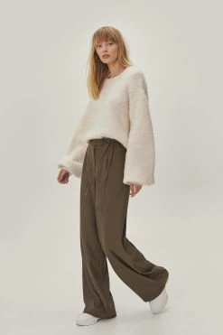 Tie Waist Tailored Wide Leg Pants