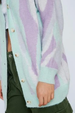 Blurred Pattern Oversized Cardigan
