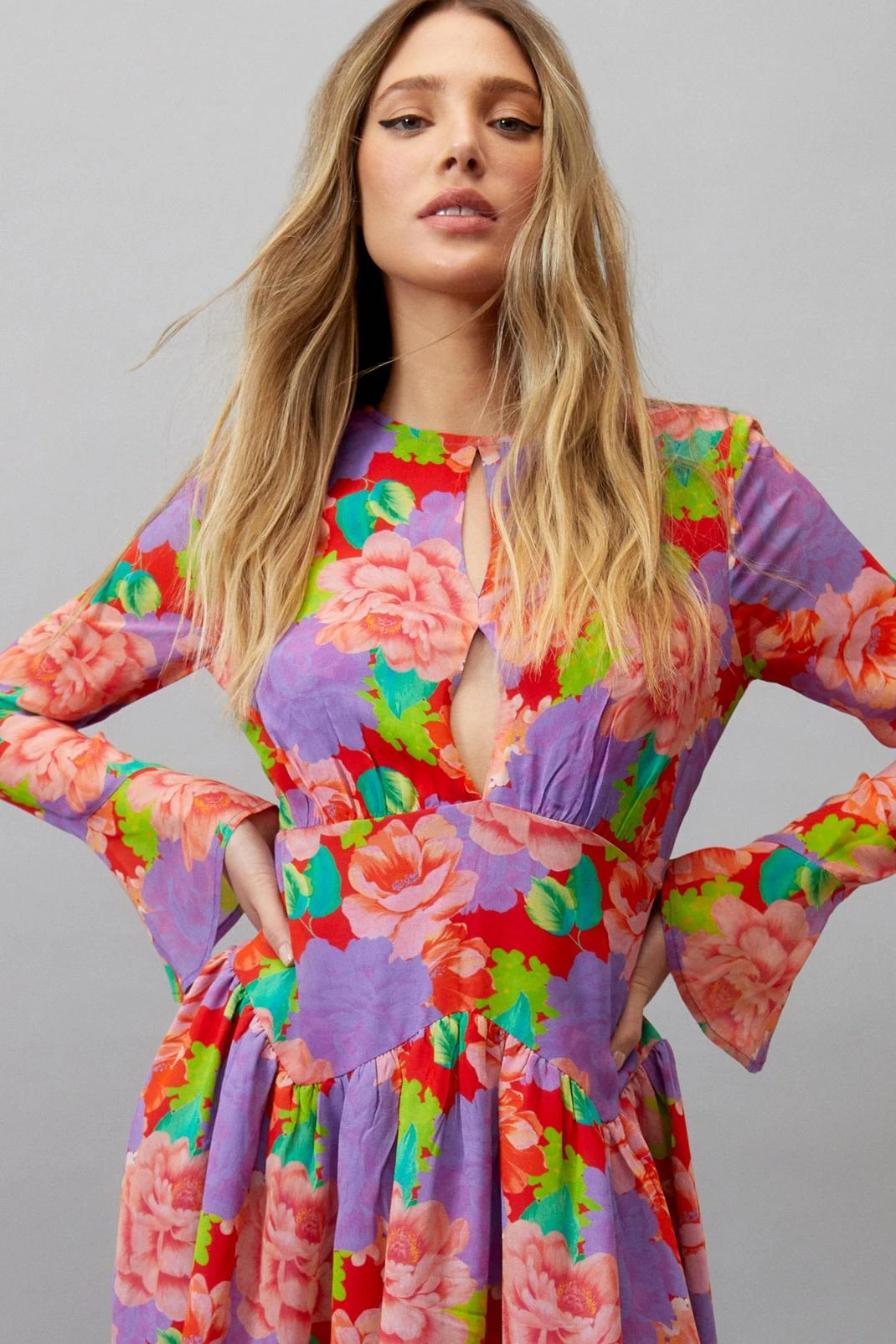 Floral Dropped Waist Maxi Dress