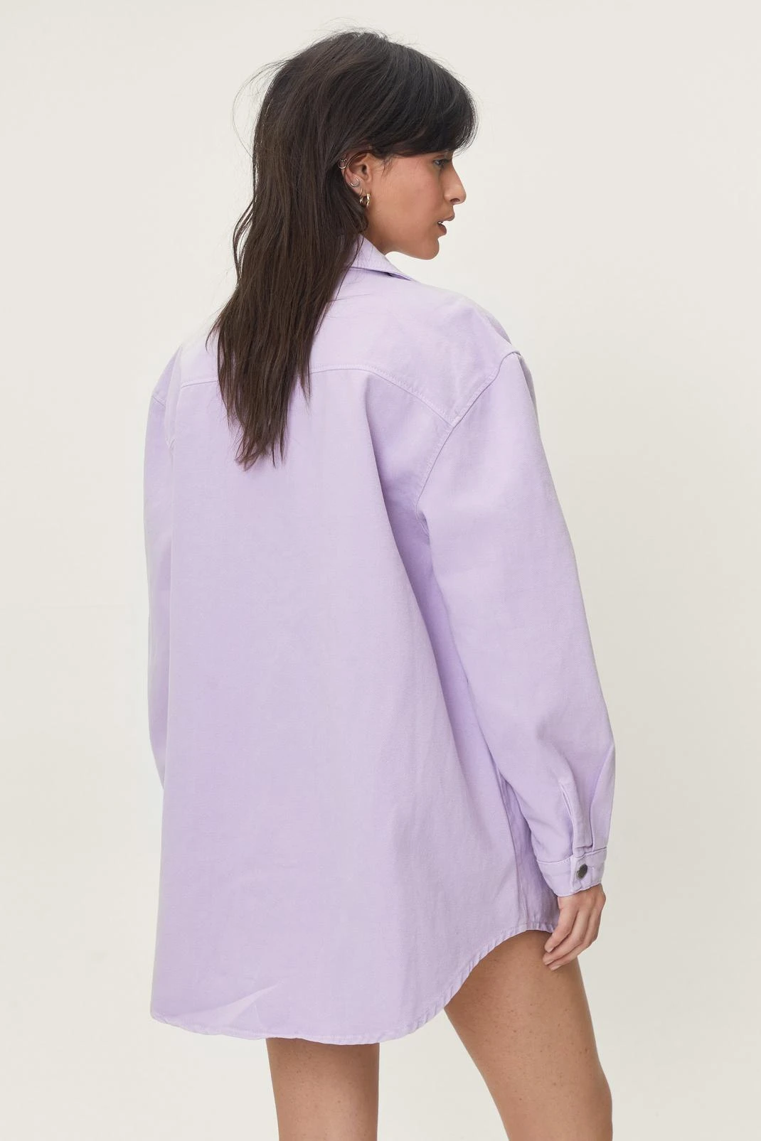 Oversized Button Down Denim Shirt Dress - Image 6