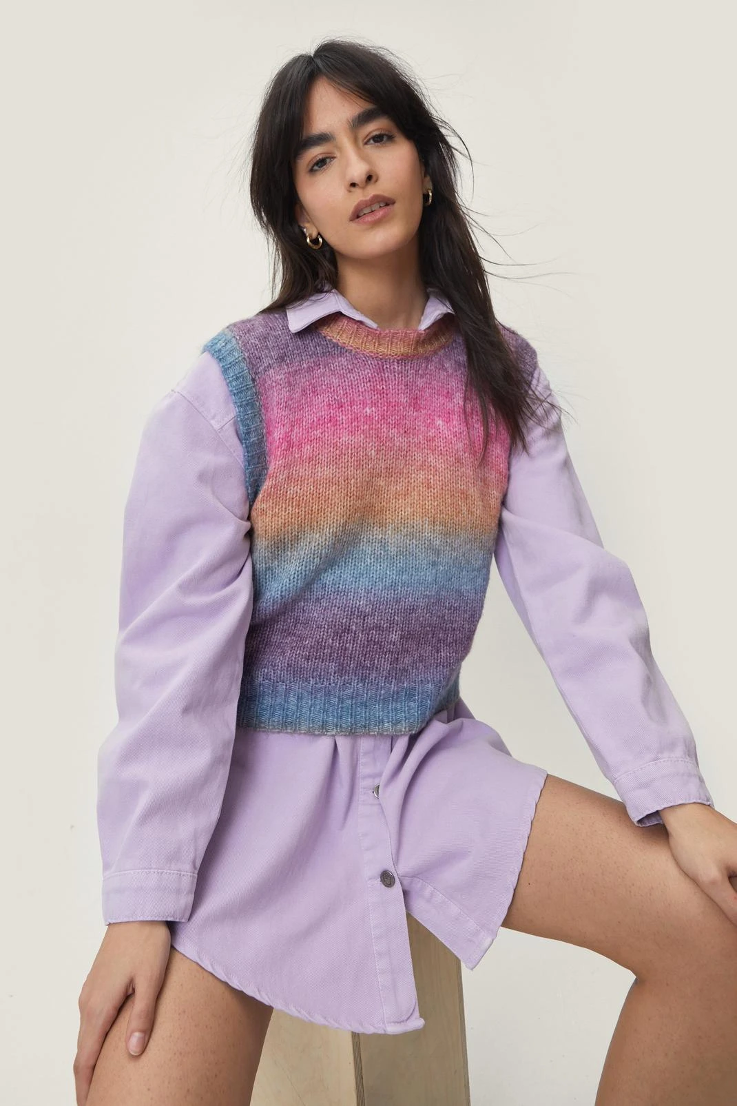 Oversized Button Down Denim Shirt Dress - Image 4