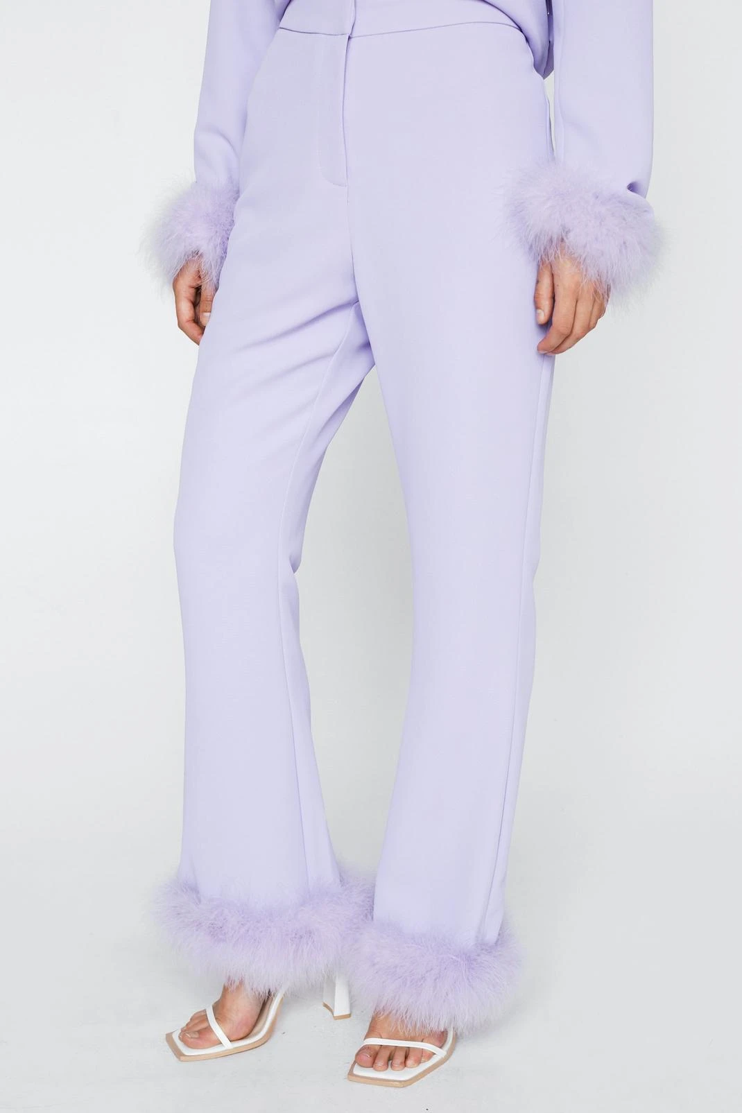 Petite Feather Hem Flared Two Piece Set Pants - Image 2