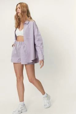 Poplin High Waisted Casual Shorts