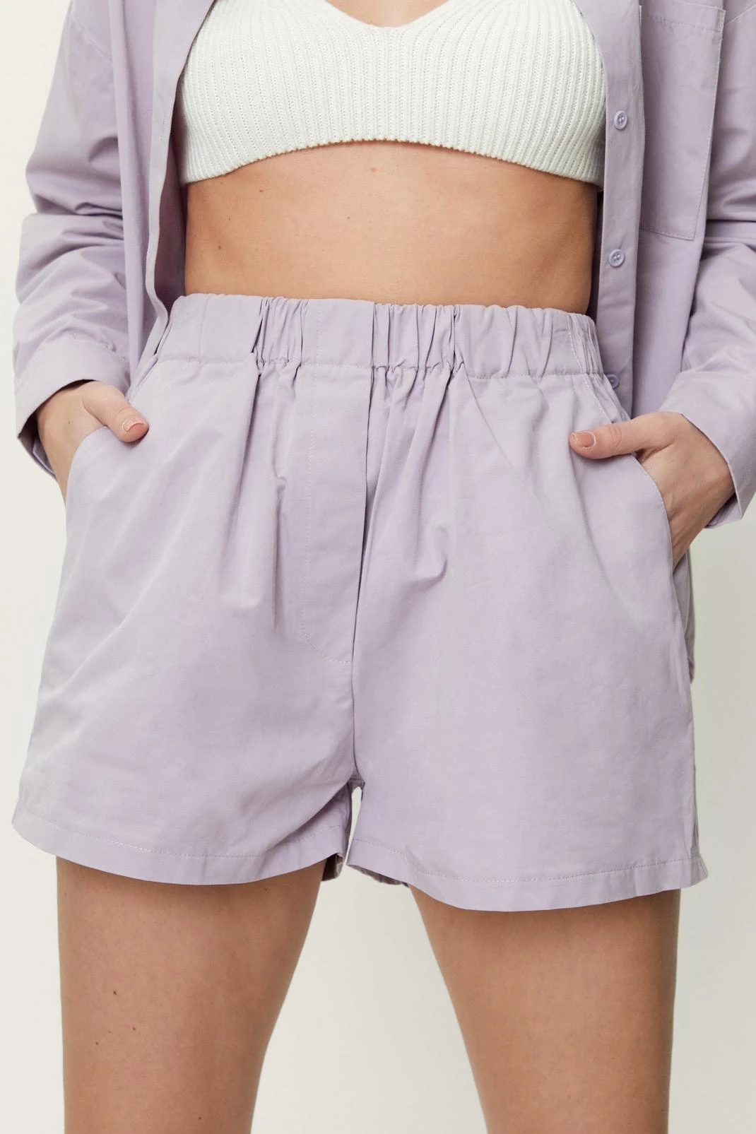 Poplin High Waisted Casual Shorts - Image 2