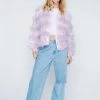 Real Feather Collar Sequin Jacket