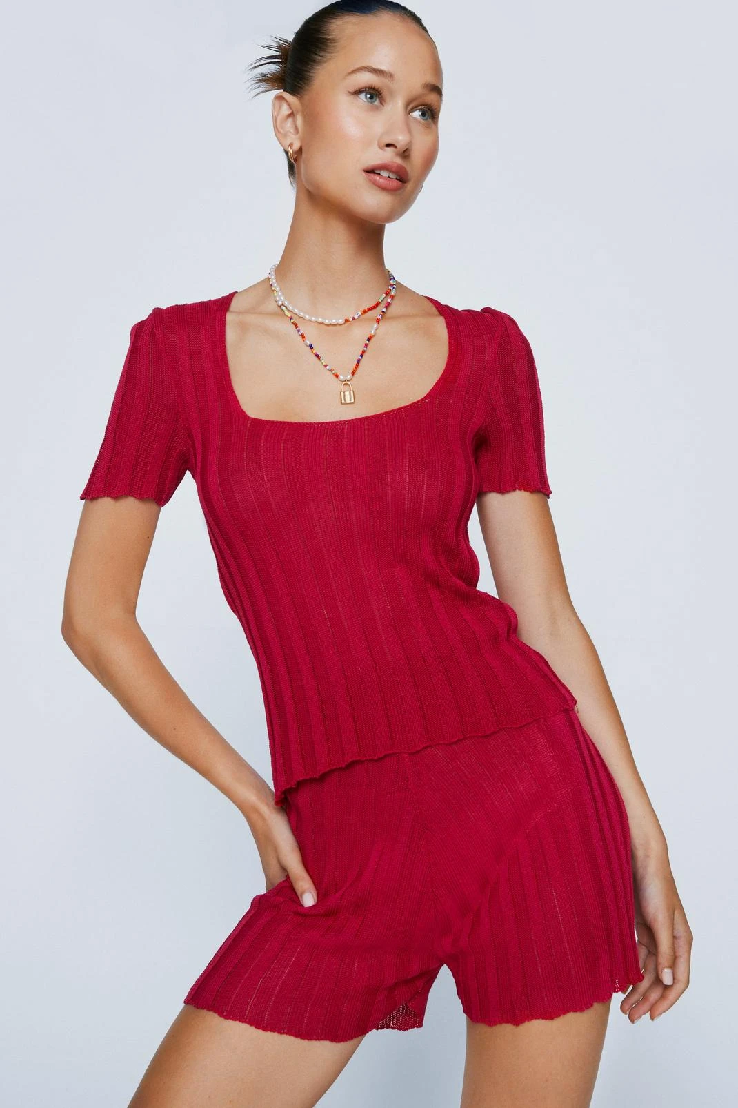 Ribbed Knitted Shorts - Image 7