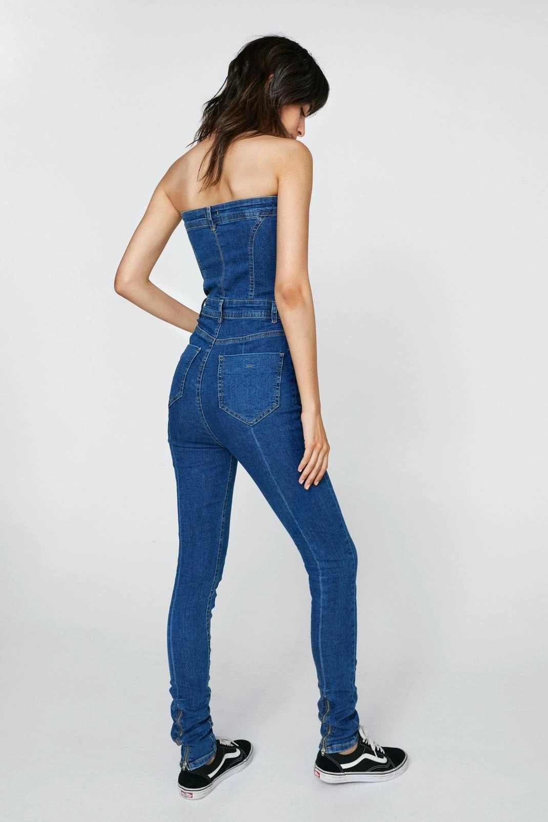 Bandeau Bodycon Denim Jumpsuit - Image 3