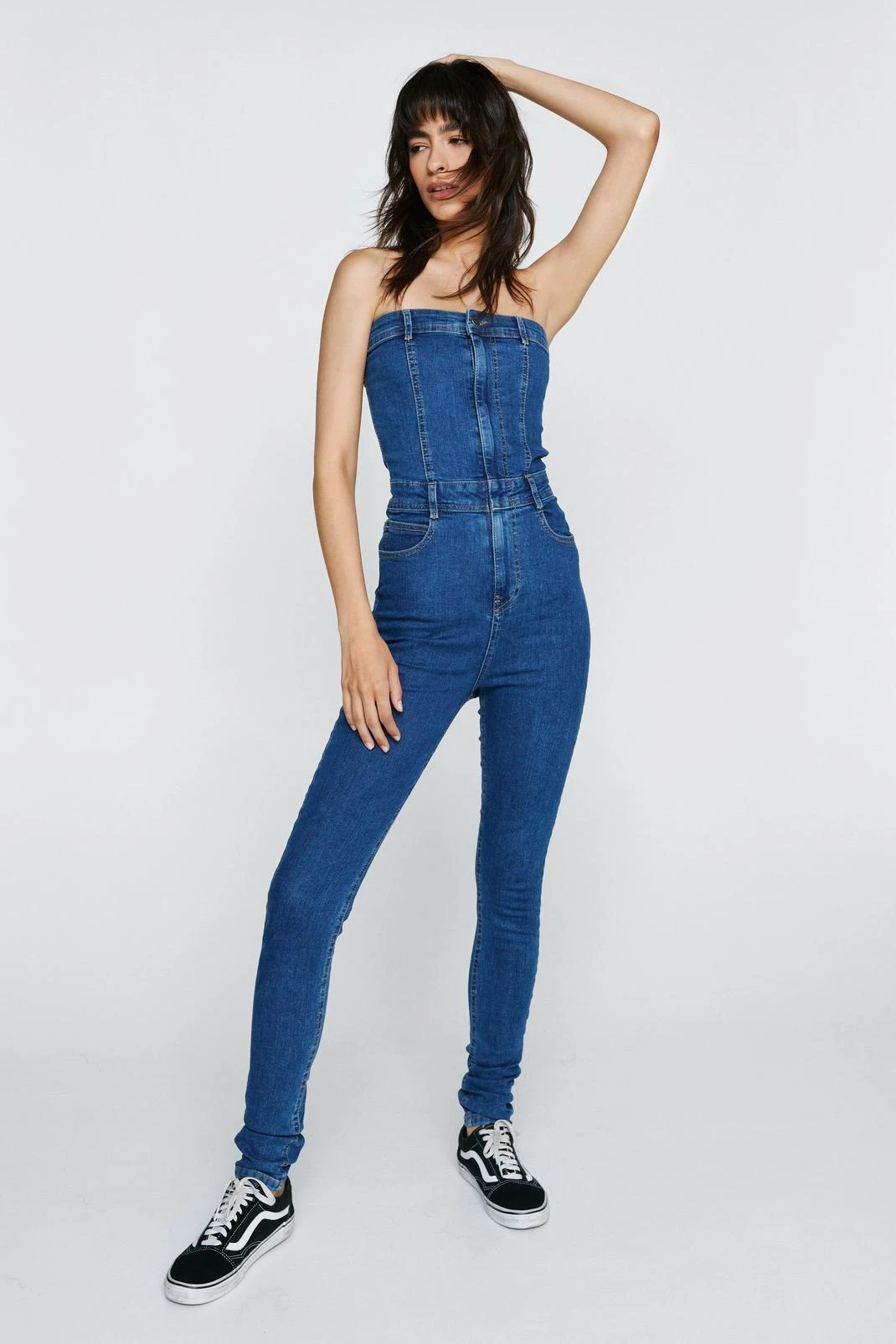 Bandeau Bodycon Denim Jumpsuit