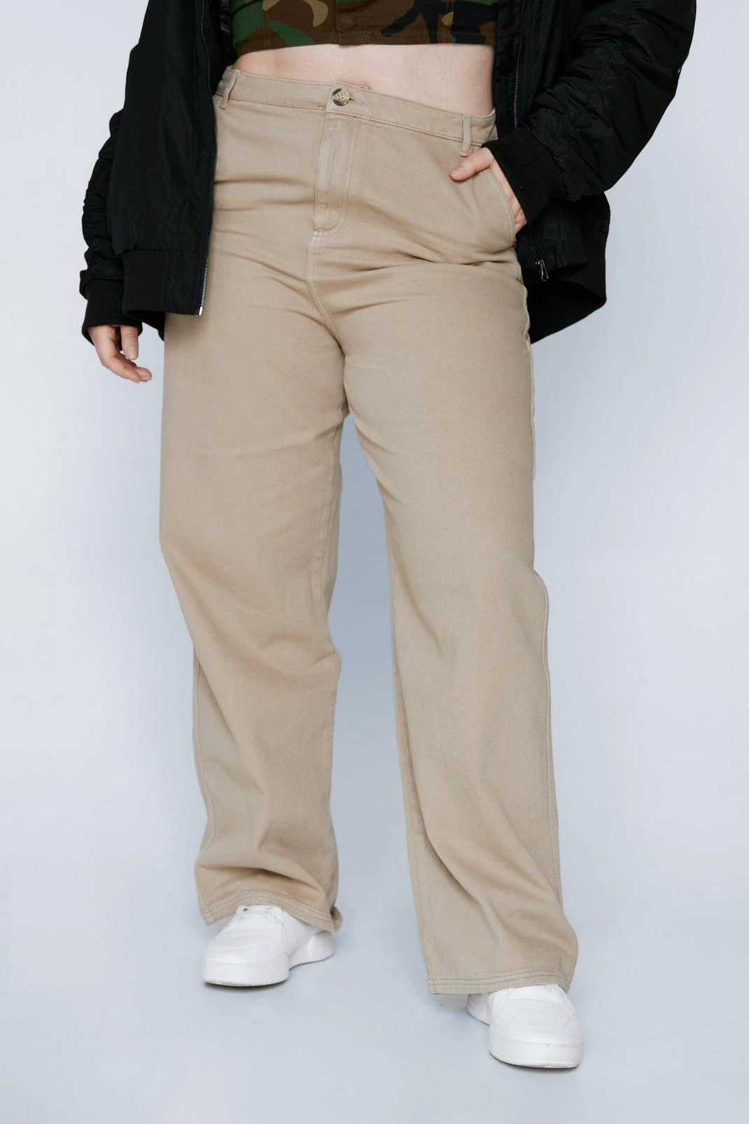 Plus Size Twill Foldover Waist Straight Leg Cargo Pants - Image 5