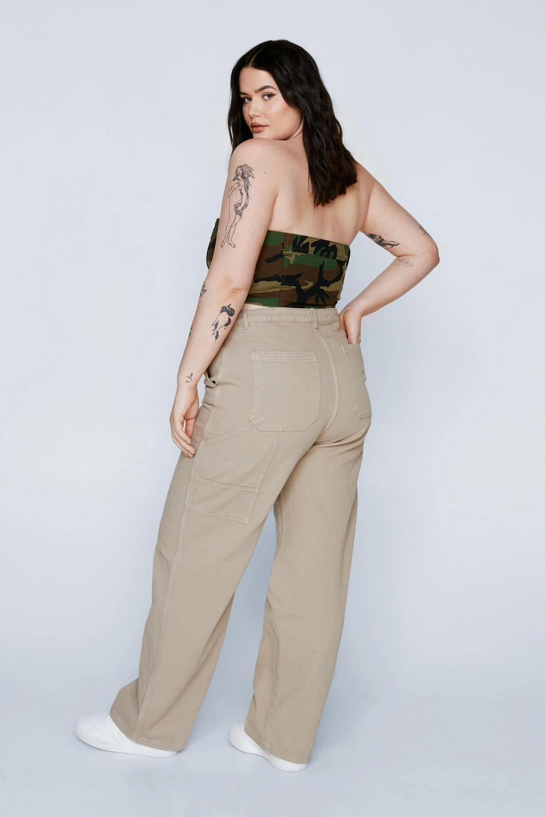 Plus Size Twill Foldover Waist Straight Leg Cargo Pants - Image 6