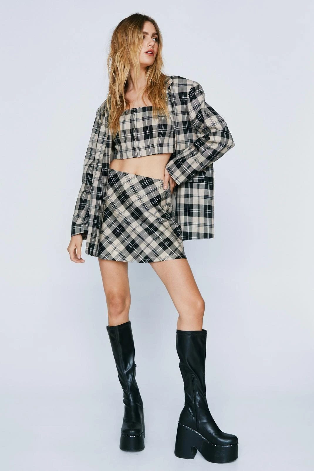 Check A Line Mini Skirt