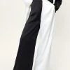 Hammered Satin Mono Spliced Wide Leg Pants