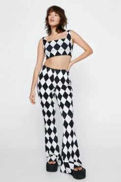 Harlequin Print Crop Top