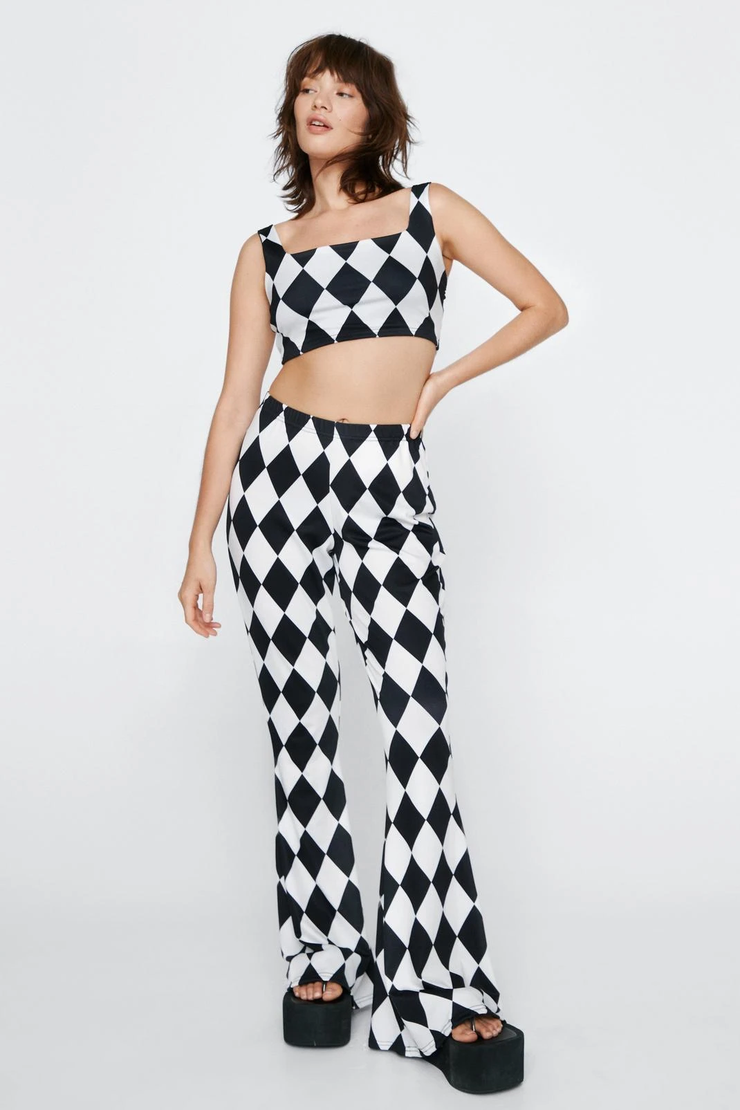 Harlequin Print Crop Top