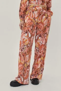 Abstract Print High Waisted Wide Leg Pants