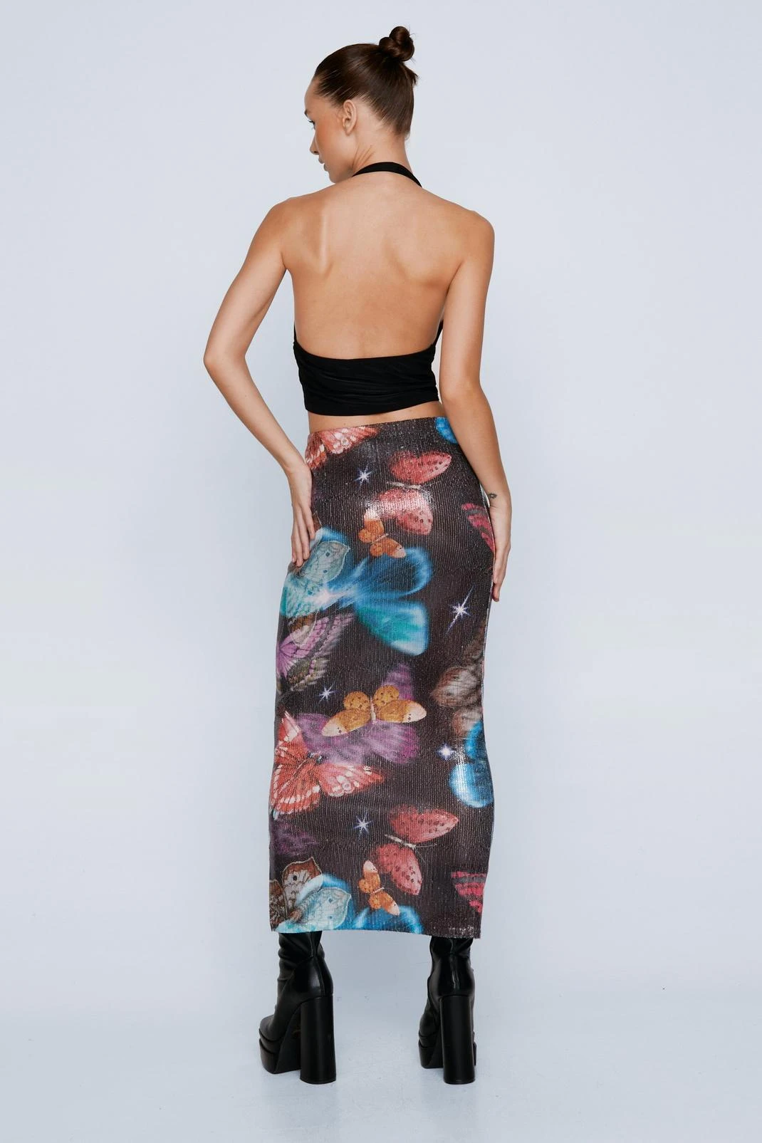 Butterfly Printed Sequin Maxi Skirt - Image 3