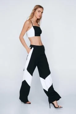 Color Block Tailored Wide Leg Pants