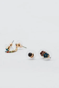 Diamante Floral Pack Of 5 Earrings